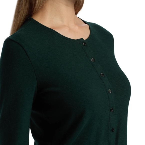 NWT Leset Lauren Cardigan Classic Crew Crop Cardigan Emerald Green Sz M - Picture 4 of 10